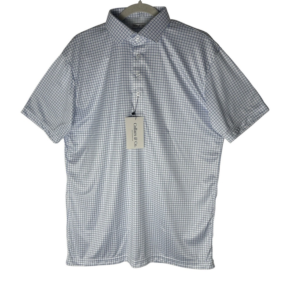 New Collars and Co. Polo Shirt Men's Large Plaid Short Sleeve Career Golf